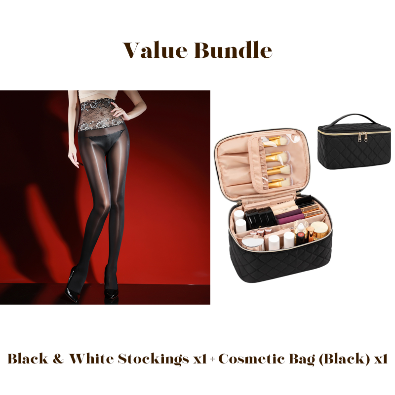 Rose – High-waisted mesh stockings with 3D rose embroidery