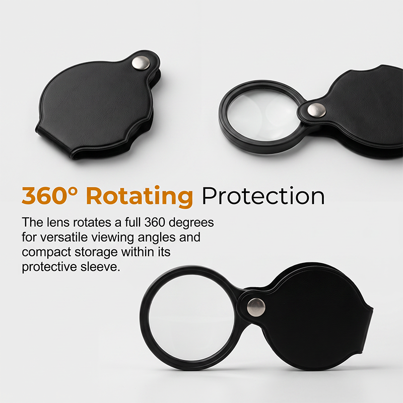 Foldable portable 15X magnifying glass with leather case — See Tiny Details Instantly