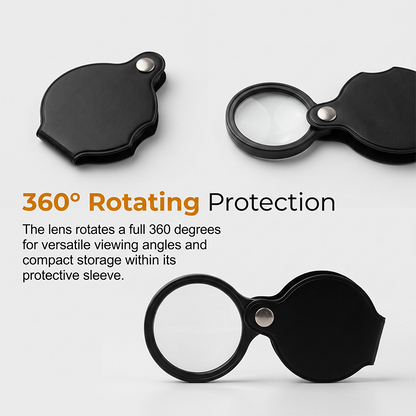 Foldable portable 15X magnifying glass with leather case — See Tiny Details Instantly