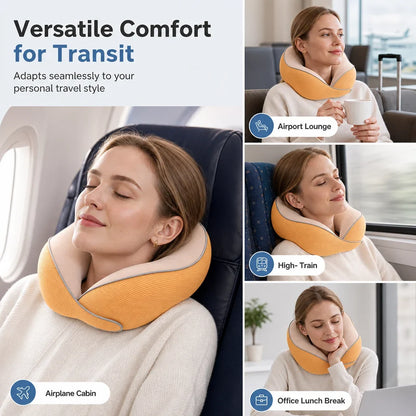 NeckEase Memory Foam Pillow — Travel Pain-Free Bliss