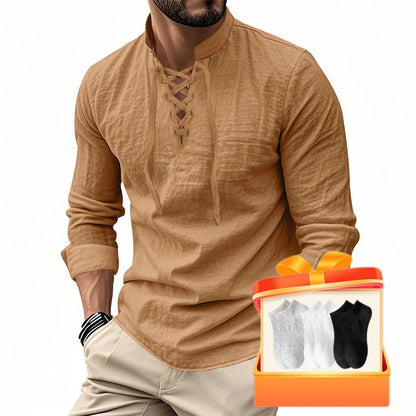 Jasper — Breathable Cotton Blend Shirt with Adjustable Neckline
