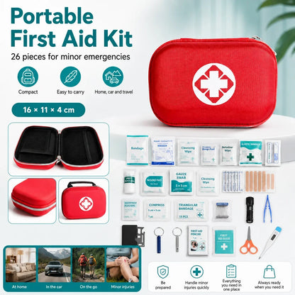 Portable first aid kit for home use - 26-piece set — Instant Calm, Total Control