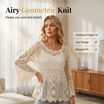 Summer Wrap – Airy Crocheted Beachwear with Flowing Sleeves