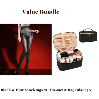 Rose – High-waisted mesh stockings with 3D rose embroidery