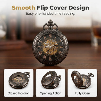 Mechanical pocket watch with spider web pattern — Own timeless boldness