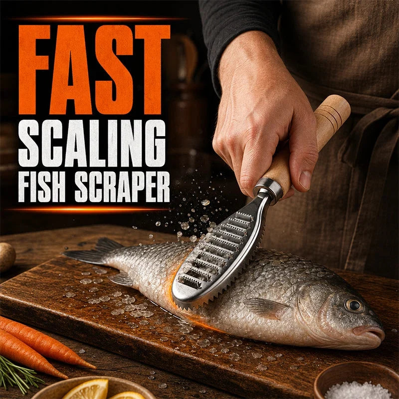 Wooden Fish Scaler — Fast, Easy, No-Slip Control