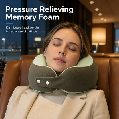 NeckEase Memory Foam Pillow — Travel Pain-Free Bliss