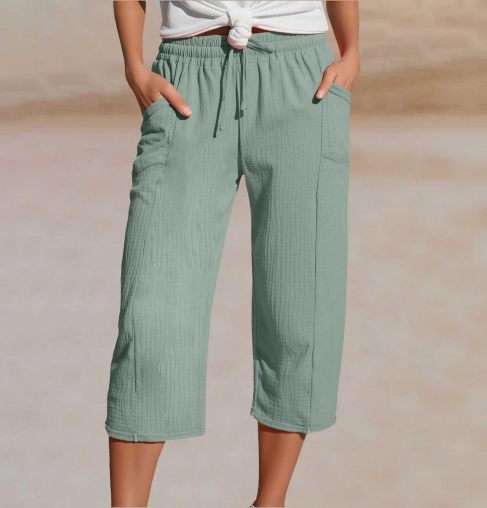 Ava – Lightweight pants made from a linen-cotton blend with adjustable waistband