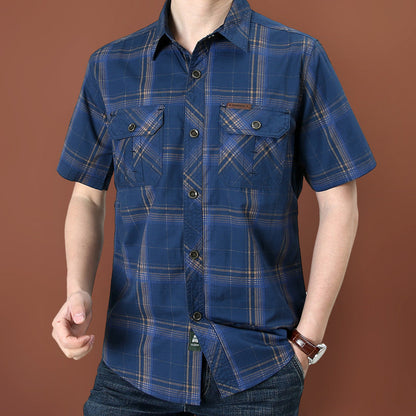 Emma – Short Sleeve Checkered Casual Shirt with Breathable Fabric