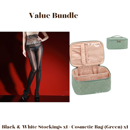 Rose – High-waisted mesh stockings with 3D rose embroidery