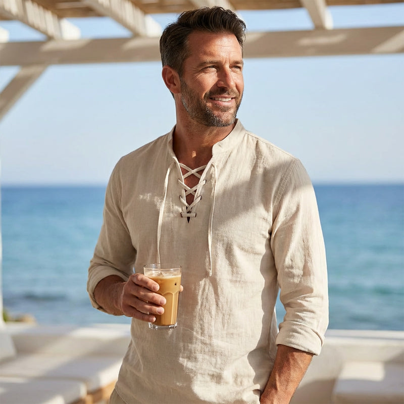 Jasper — Breathable Cotton Blend Shirt with Adjustable Neckline