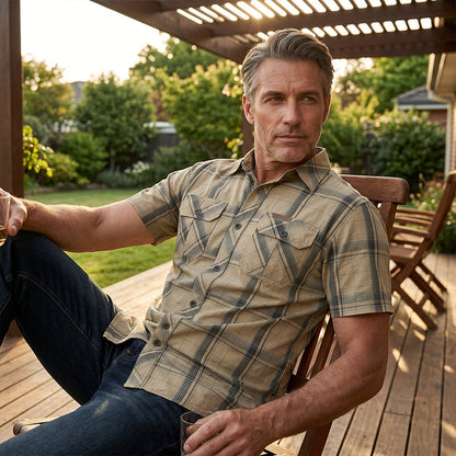 Emma – Short Sleeve Checkered Casual Shirt with Breathable Fabric