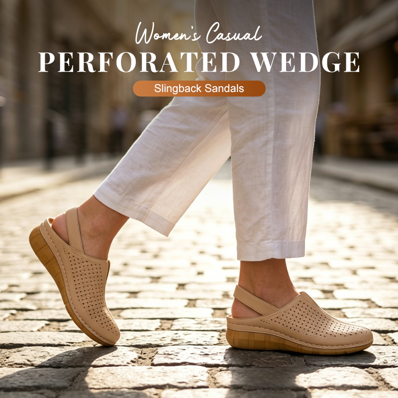 Ava – Perforated Wedge Sandals with Straps for All-Day Comfort