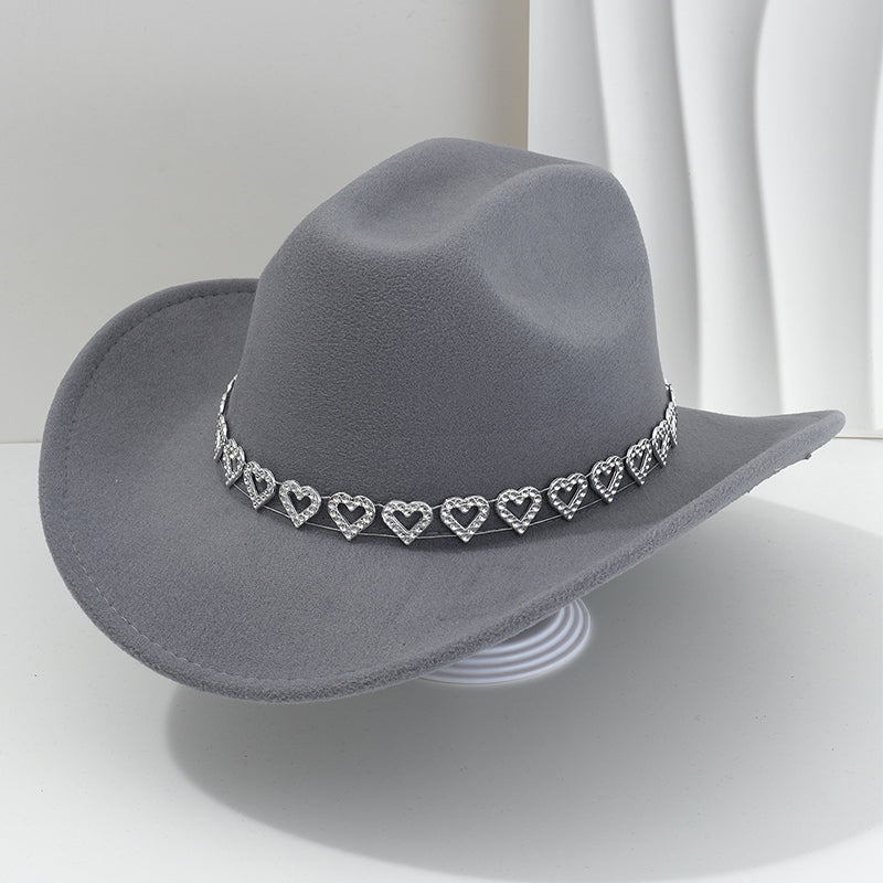 Amelia — Elegant Fedora Hat with Rhinestone Heart