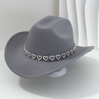 Amelia — Elegant Fedora Hat with Rhinestone Heart