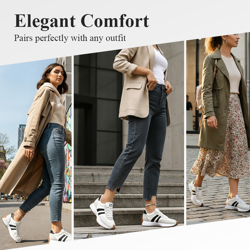 Ava – Women's Vintage-Inspired Chunky Sneakers with 4 cm Height
