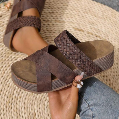 Heidi – Women's Sandals with Low Wedge Heel Made of PU for All-Day Comfort