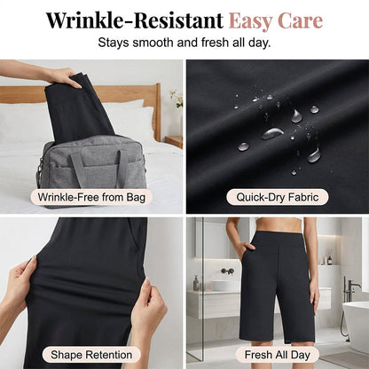 Nina — Women's High Waist Stretch Shorts with Deep Pockets