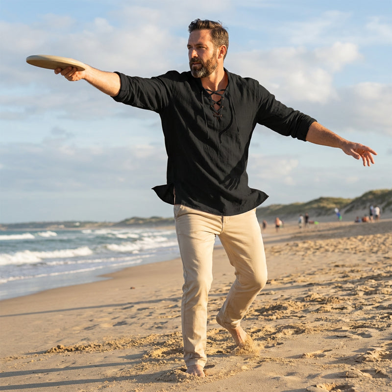 Jasper — Breathable Cotton Blend Shirt with Adjustable Neckline