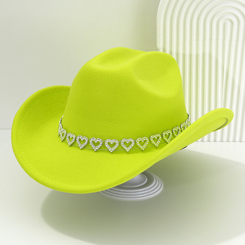 Amelia — Elegant Fedora Hat with Rhinestone Heart