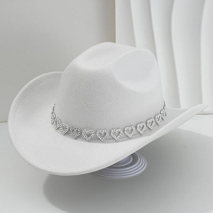 Amelia — Elegant Fedora Hat with Rhinestone Heart