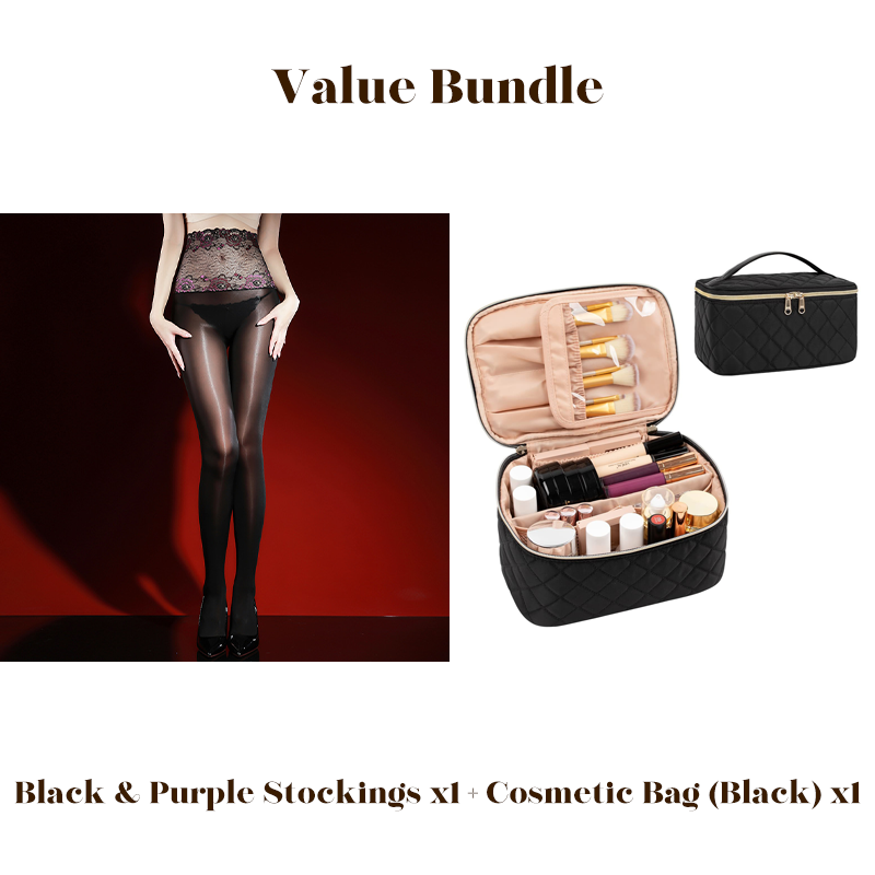 Rose – High-waisted mesh stockings with 3D rose embroidery