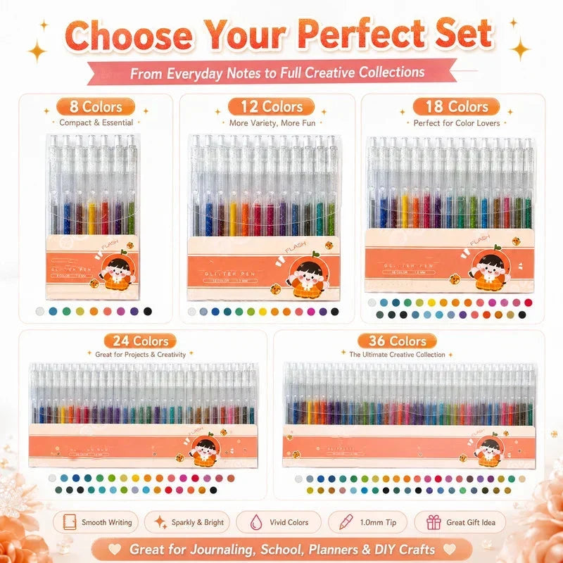LusterScript Glow Gel Pens — Ignite Creativity Instantly