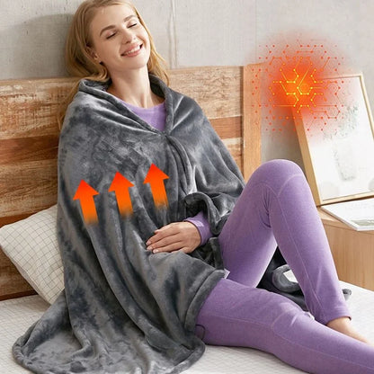 LumaComfort Heated Flannel Shawl — Cozy Warmth Anywhere