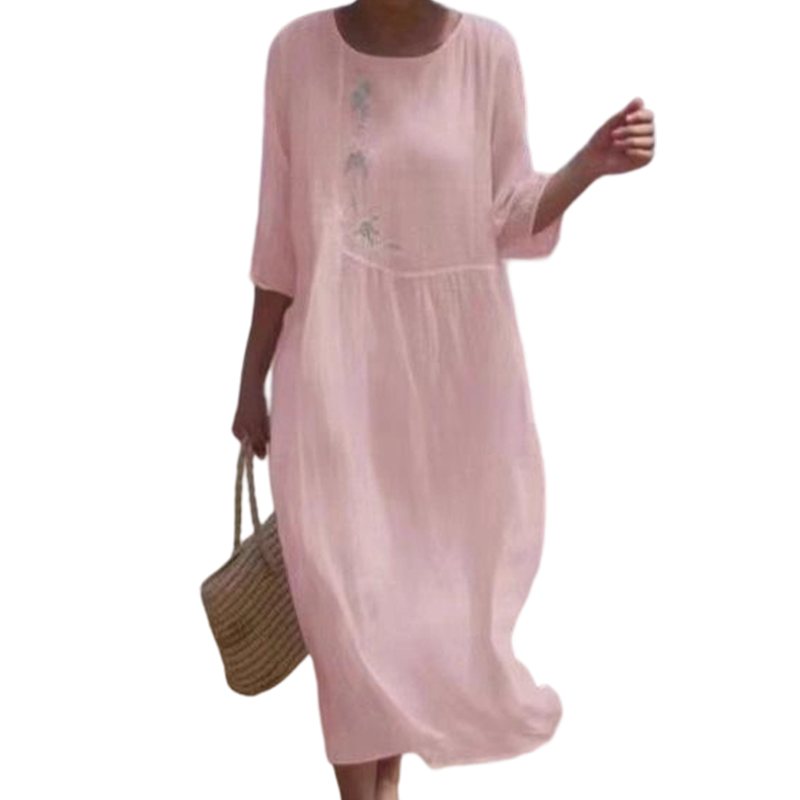 Maya – Casual Midi Dress with Delicate Embroidery