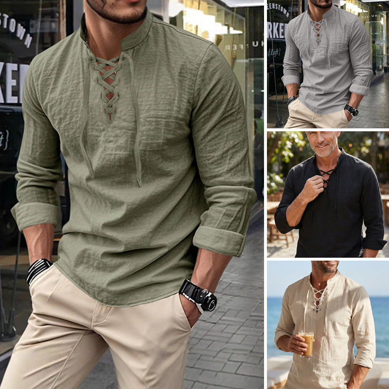Jasper — Breathable Cotton Blend Shirt with Adjustable Neckline