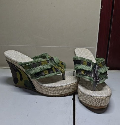 Lana – Breathable Denim Platform Sandals with 10 cm Heel