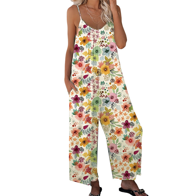 Leonie – Floral Jumpsuit with Pockets and Wide Leg Hem