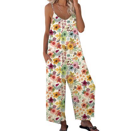 Leonie – Floral Jumpsuit with Pockets and Wide Leg Hem
