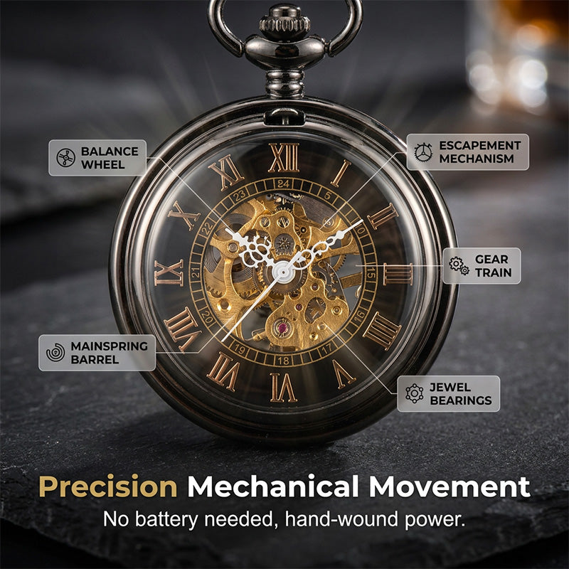 Mechanical pocket watch with spider web pattern — Own timeless boldness