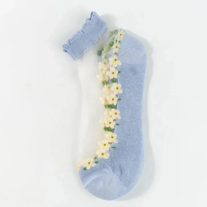 Sophia — Women's Socks with Floral Lace and Padded Comfort