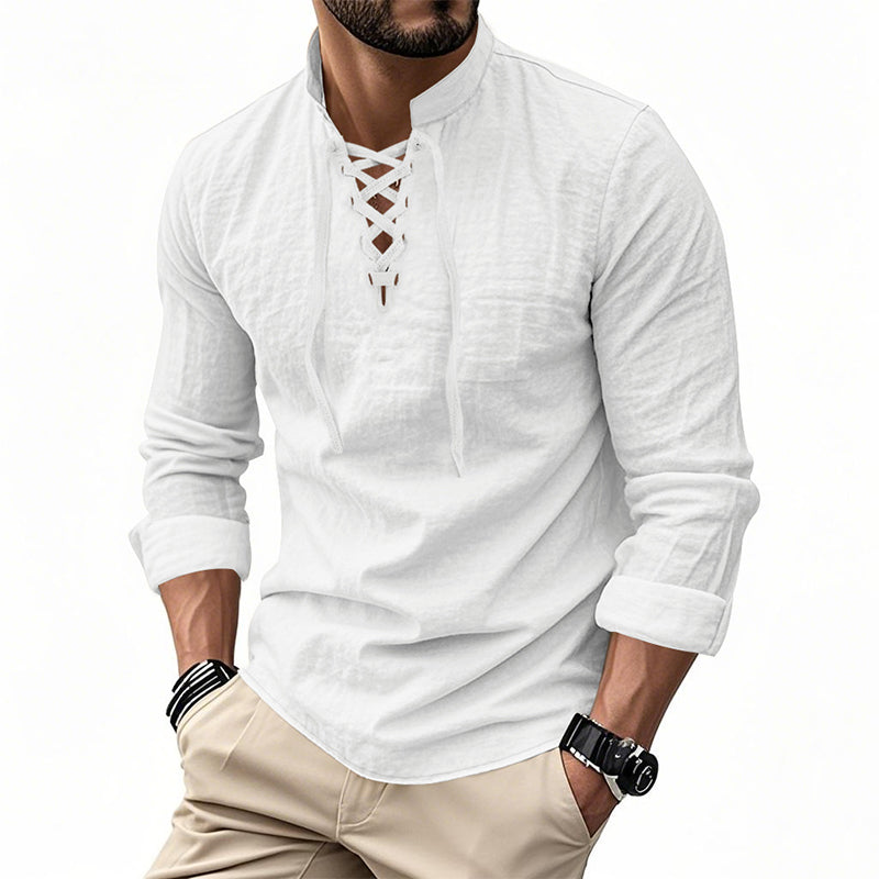Jasper — Breathable Cotton Blend Shirt with Adjustable Neckline