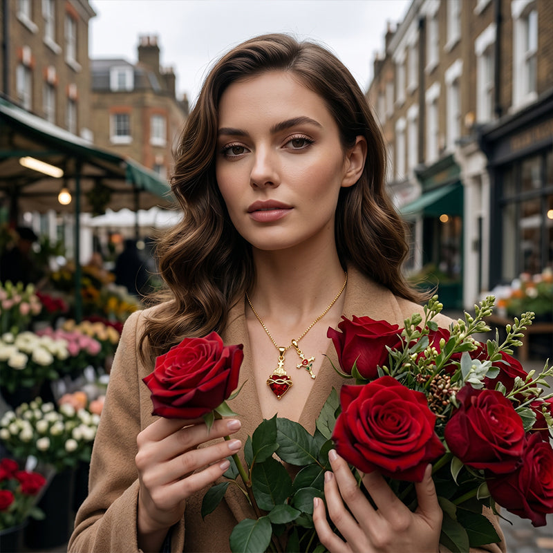 Amara – Double Pendant Necklace in Gold Finish with Adjustable Chain