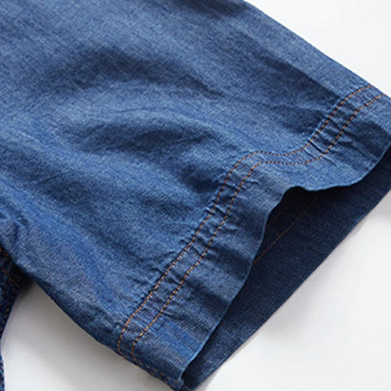 Eddie — Men’s Cotton Blend Denim Shirt with Chest Pockets