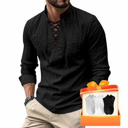 Jasper — Breathable Cotton Blend Shirt with Adjustable Neckline
