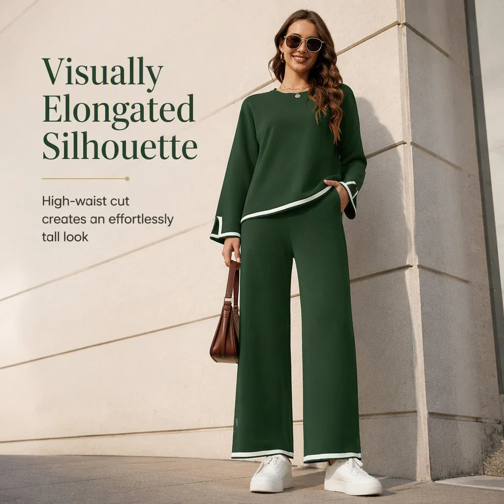 Elle — Women's Suit Set with Wide-Leg Pants for Elegance