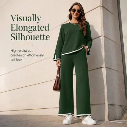 Elle — Women's Suit Set with Wide-Leg Pants for Elegance