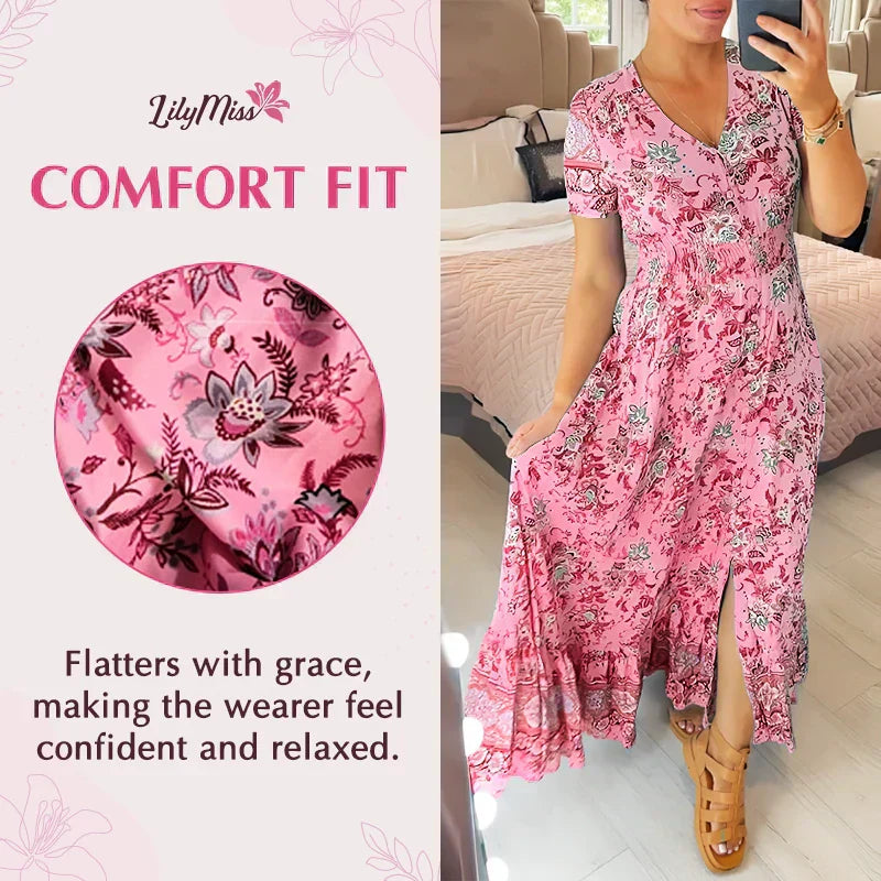 Isla – Flattering Summer Dress with V-Neckline Made of Stretch Cotton