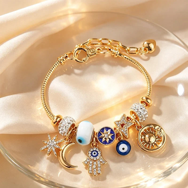 Elle — Adjustable Gold Celestial Charm Bracelet | 50% OFF