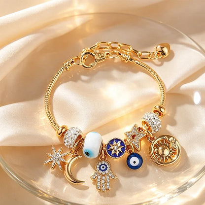Elle — Adjustable Gold Celestial Charm Bracelet | 50% OFF