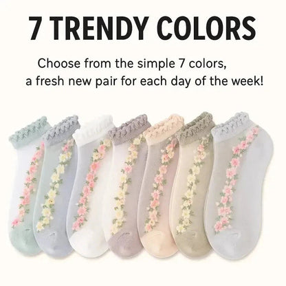 Sophia — Women's Socks with Floral Lace and Padded Comfort