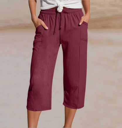 Ava – Lightweight pants made from a linen-cotton blend with adjustable waistband