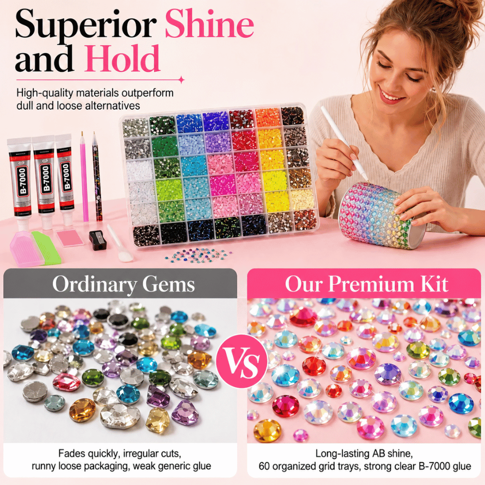 CrystalGlow - DIY-Bastelset mit Strasssteinen | 50% RABATT