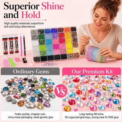 CrystalGlow - DIY-Bastelset mit Strasssteinen | 50% RABATT