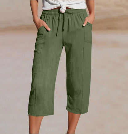 Ava – Lightweight pants made from a linen-cotton blend with adjustable waistband