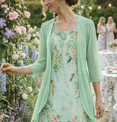Olivia – Women's Two-Piece Set Made of Chiffon with Cardigan